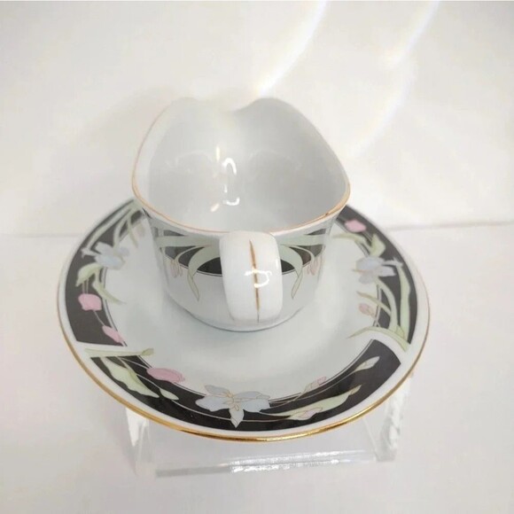 Fairfield Vanessa Gravy Boat with Plate Gold trim Floral Vintage Discontinued - Picture 4 of 16